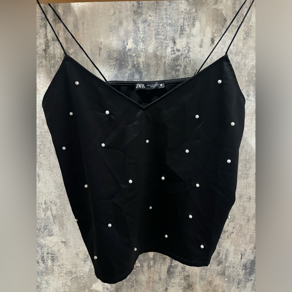 Zara black top with pearls
